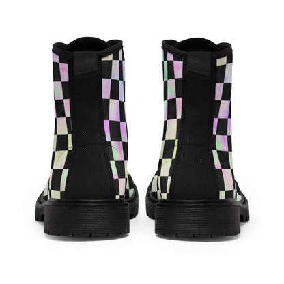 Checker Board Rainbow Canvas Boots