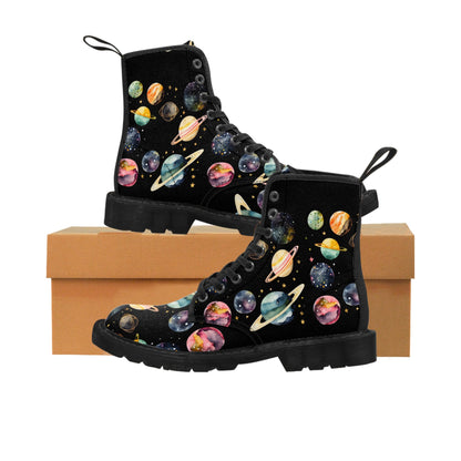 Planets Space Universe Black Canvas Boots