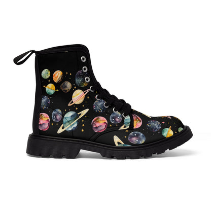 Planets Space Universe Black Canvas Boots