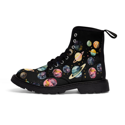 Planets Space Universe Black Canvas Boots