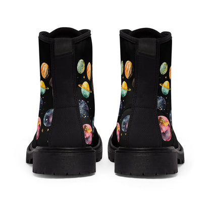 Planets Space Universe Black Canvas Boots