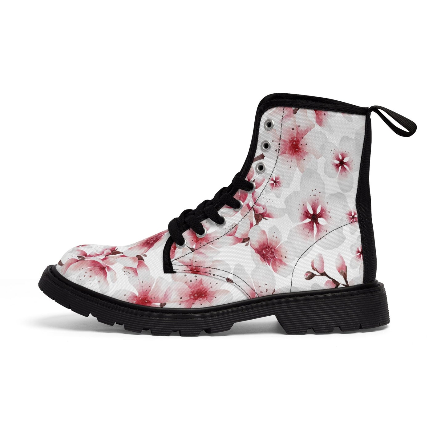 White Cherry Blossom Canvas Boots