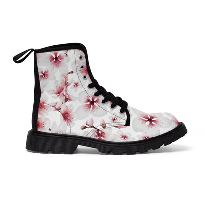 White Cherry Blossom Canvas Boots