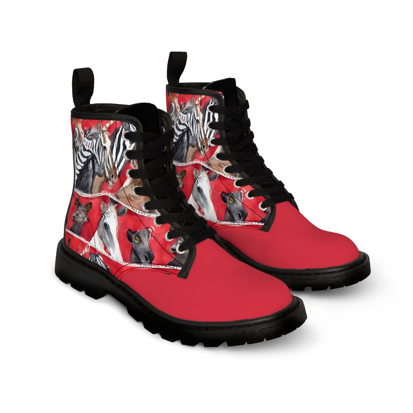 Watercolor Zoo Animal Canvas Boots