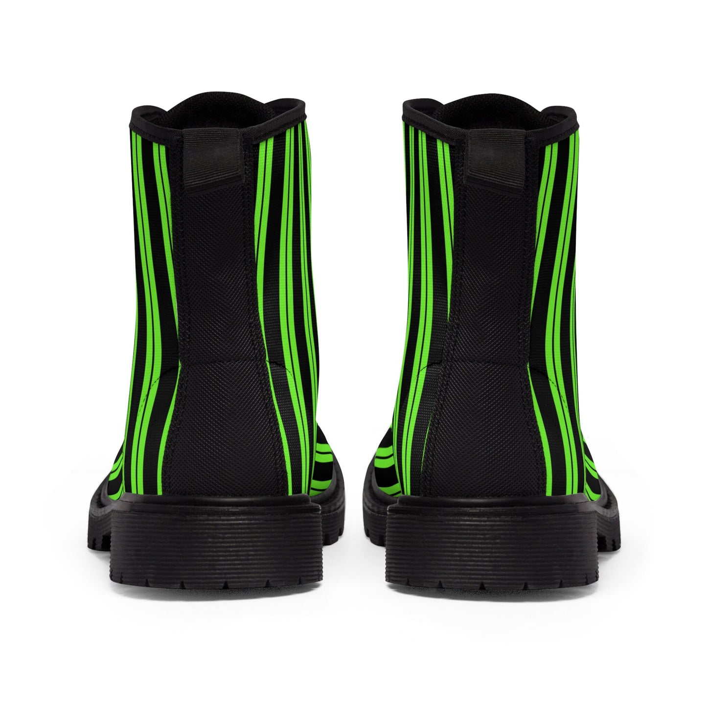 Black Green Stripe Canvas Boots