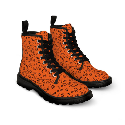 Orange Halloween Ghost Pumpkin Candy Fall Canvas Boots