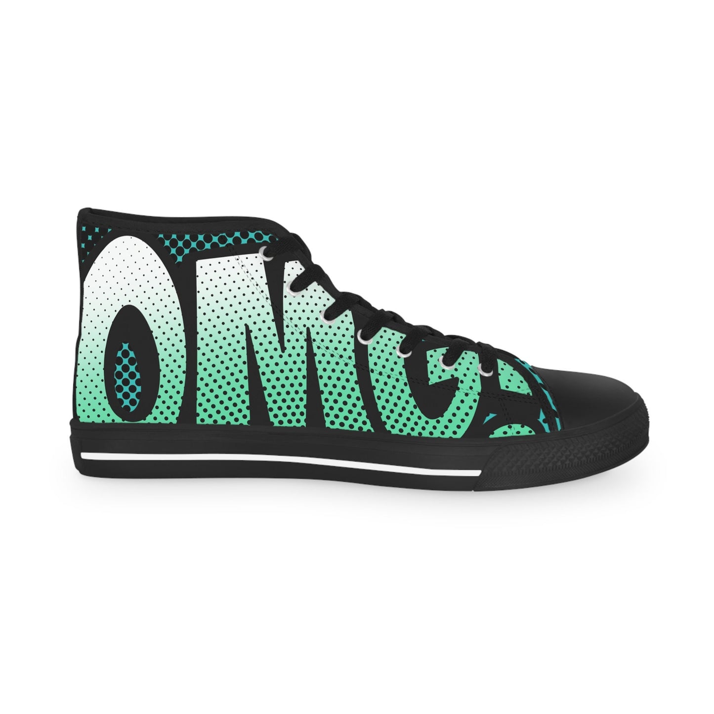 Mens Fit Pop Art Green Aqua Teal OMG Comic High Top Sneakers