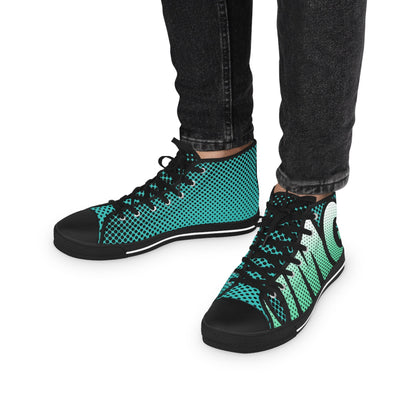 Mens Fit Pop Art Green Aqua Teal OMG Comic High Top Sneakers