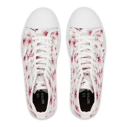 White Cherry Blossom High Top Sneakers