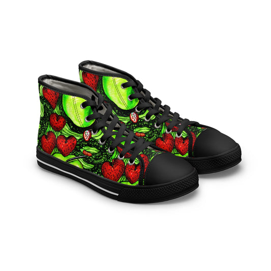 Gothic Creepy Apple Heart High Top Sneakers