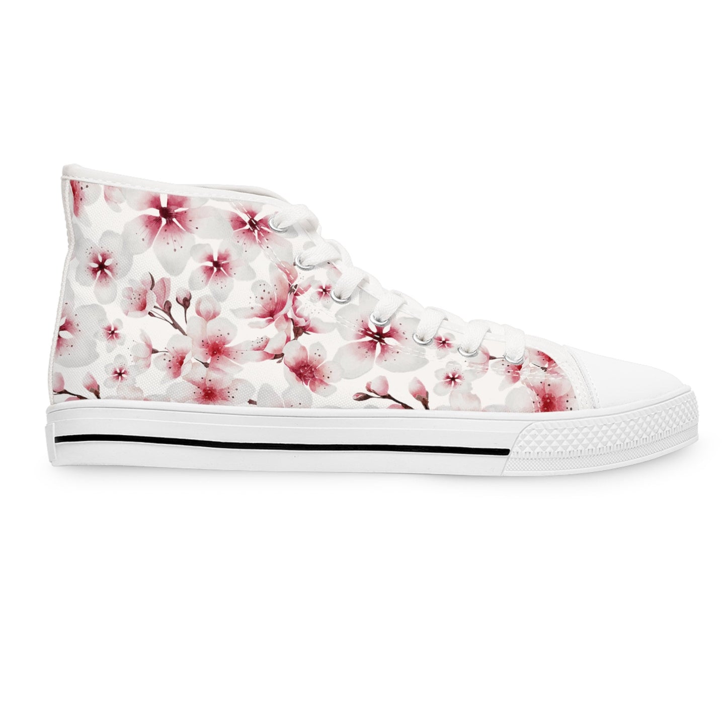 White Cherry Blossom High Top Sneakers