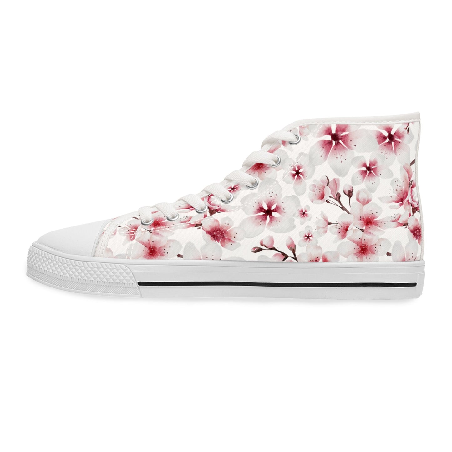 White Cherry Blossom High Top Sneakers