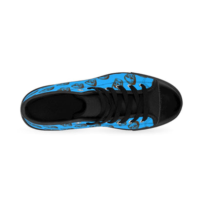 Mens Fit Skulls Blue Black High Top Sneakers