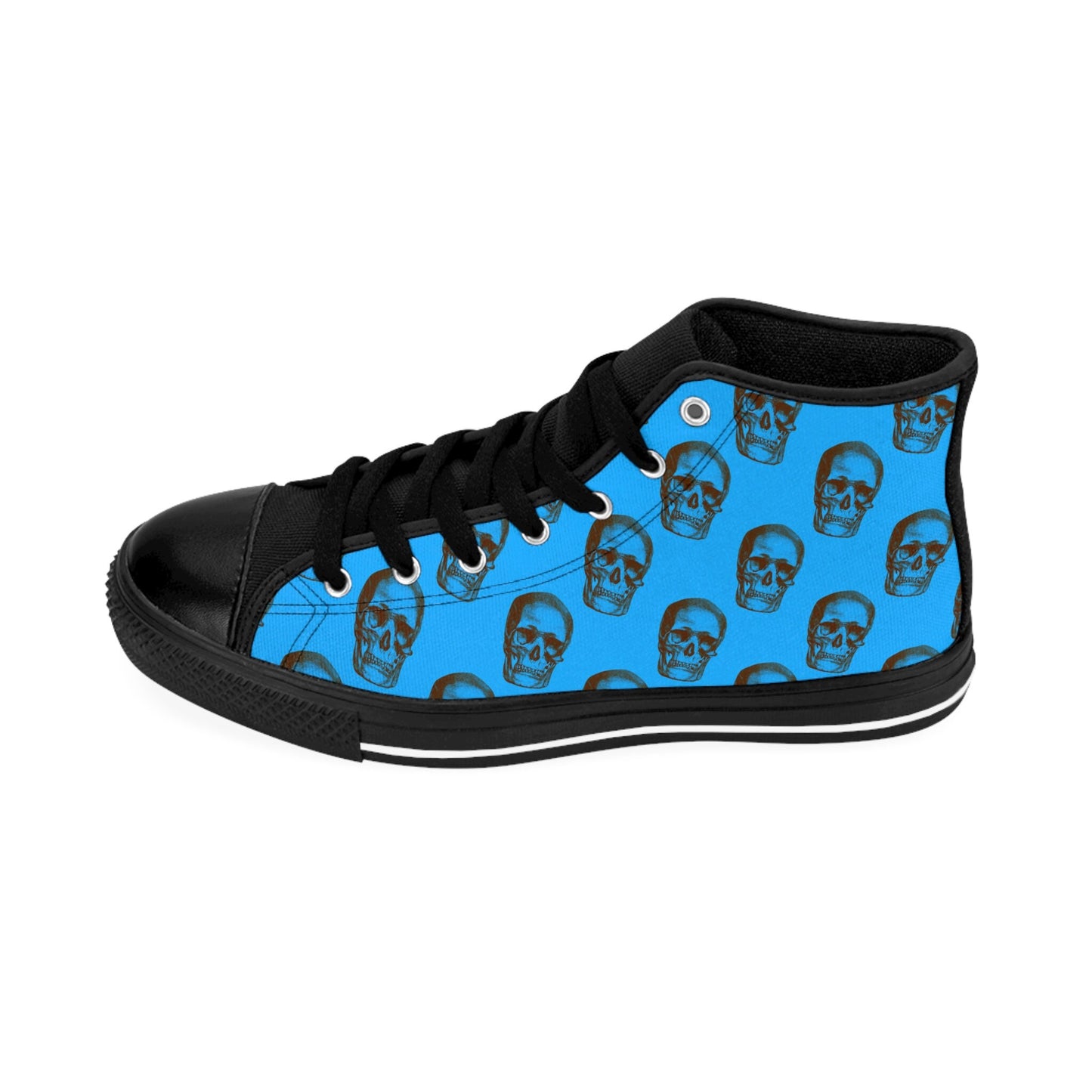 Mens Fit Skulls Blue Black High Top Sneakers