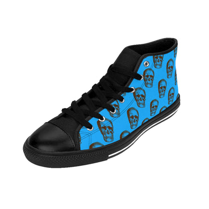 Mens Fit Skulls Blue Black High Top Sneakers