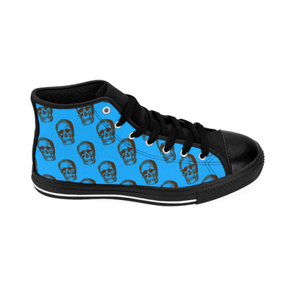 Mens Fit Skulls Blue Black High Top Sneakers