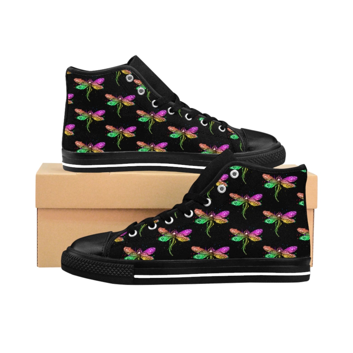 Black Rainbow Dragonfly High Top Sneakers