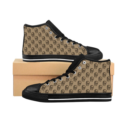 Mens Fit Tan Brown Skulls Gothic High Top Sneakers