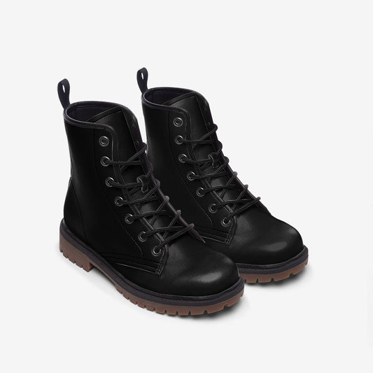 Jet Black Casual Leather Lightweight Boots