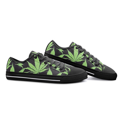 Marijuana Green Leaf MaryJane Low Top Canvas Shoes