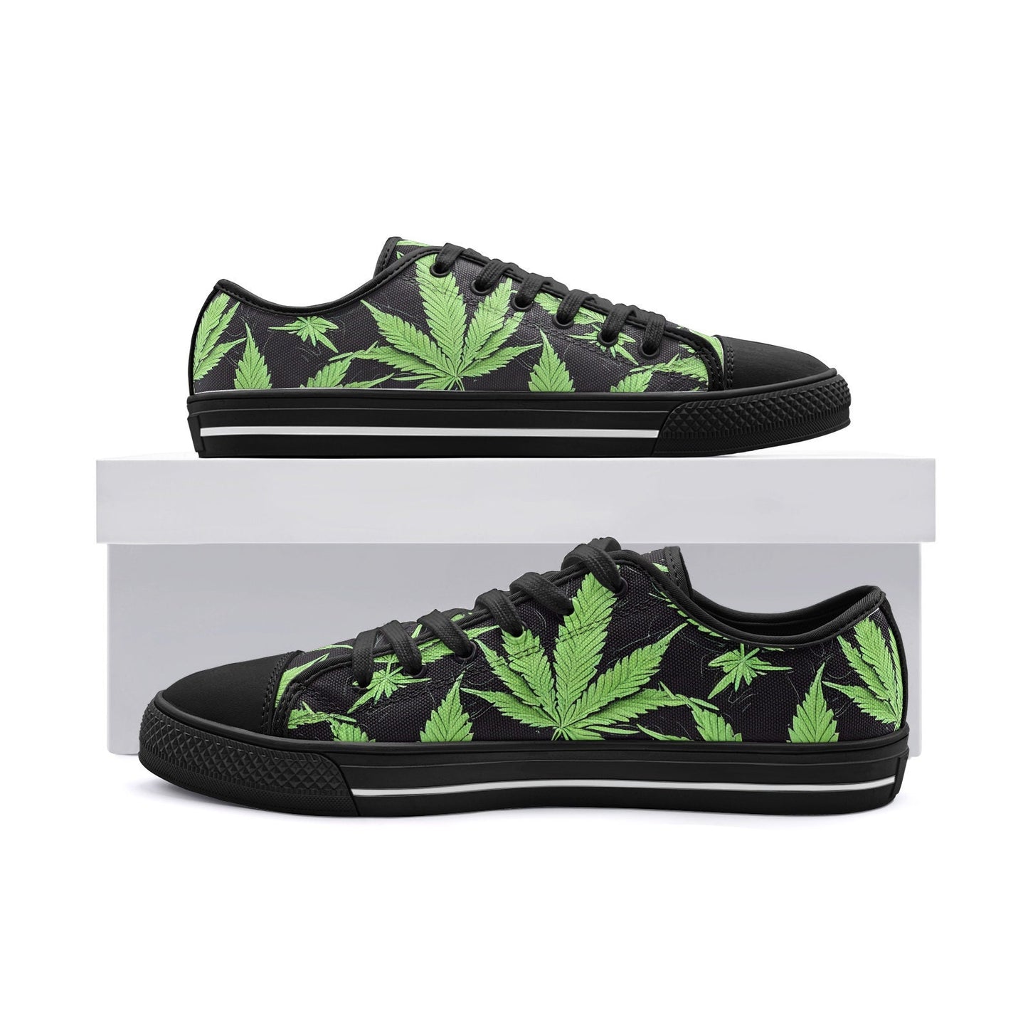 Marijuana Green Leaf MaryJane Low Top Canvas Shoes