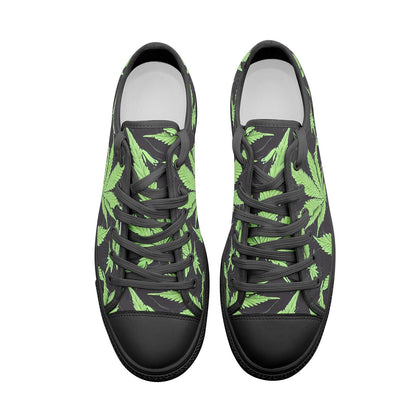 Marijuana Green Leaf MaryJane Low Top Canvas Shoes